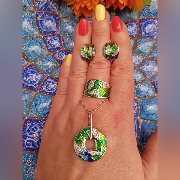 Anthro Gold Silver Enamel Boho Ornament Wide Earri - Picture 13 of 14